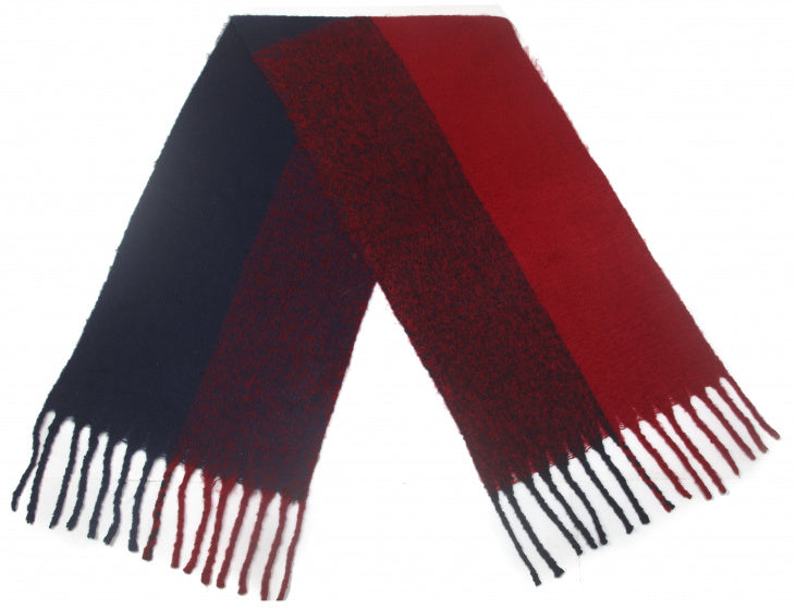 Cwi Sjaal Lijnen dames 190 x 50 cm polyester rood/donkerblauw