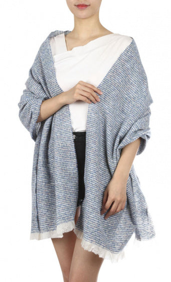 Cwi Sjaal Melange Optic dames 190 x 65 cm polyester lichtblauw