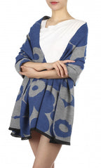 sjaal met bloemenprint dames 180 x 63 cm polyester blauw