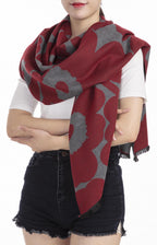 Cwi Sjaal met bloemenprint dames 180 x 63 cm polyester rood