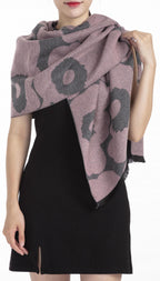 sjaal met bloemenprint dames 180 x 63 cm polyester roze