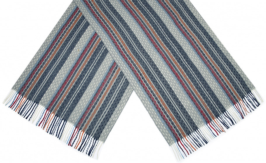 sjaal met print dames 180 x 65 cm polyester lichtgrijs