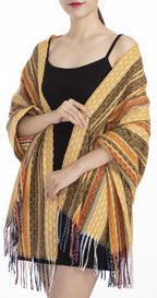 sjaal met print dames 180 x 65 cm polyester geel one-size
