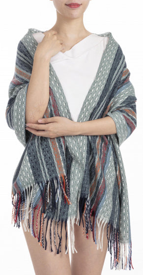 sjaal met print dames 180 x 65 cm polyester groen one-size