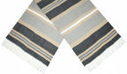 sjaal met strepen dames 180 x 65 cm polyester grijs/beige