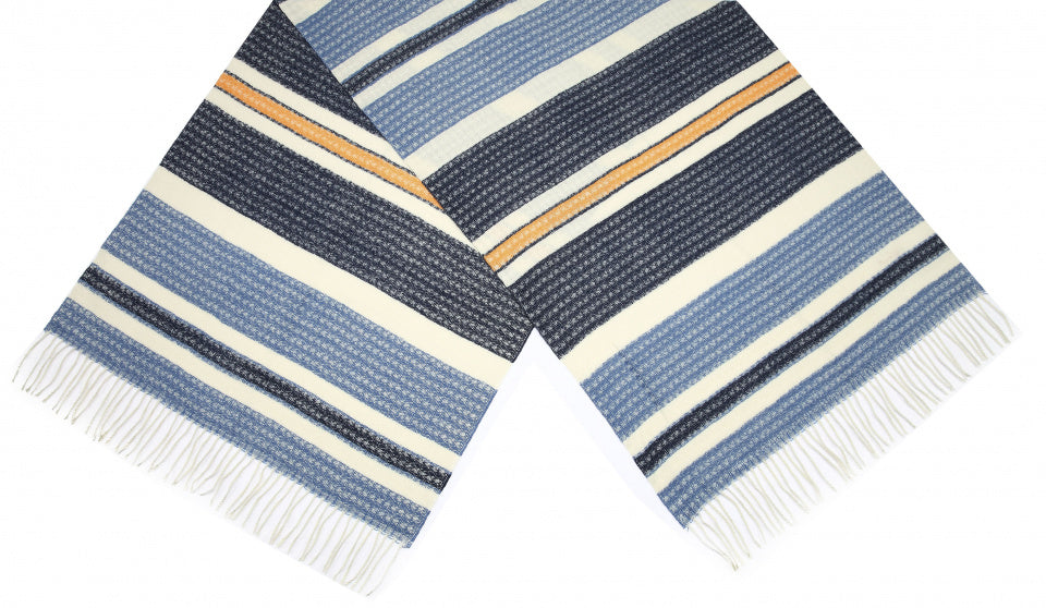 sjaal met strepen dames 180 x 65 cm polyester grijs/blauw