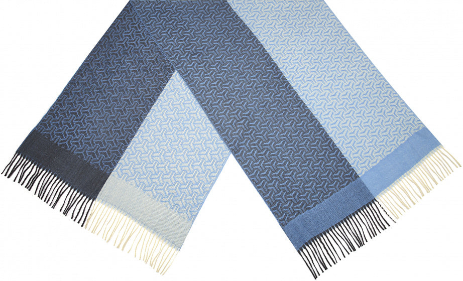 sjaal Patroon dames 180 x 68 cm polyester blauw
