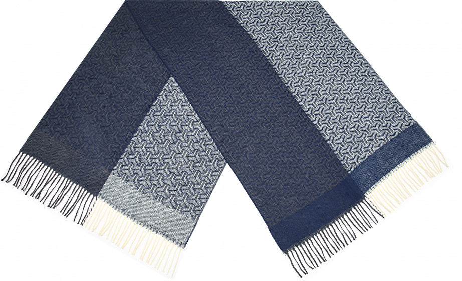 sjaal Patroon dames 180 x 68 cm polyester donkerblauw
