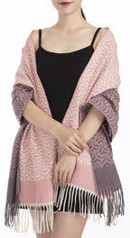 Cwi Sjaal Patroon dames 180 x 68 cm polyester roze/paars