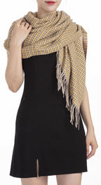 sjaal print dames 180 x 60 cm polyester geel one-size