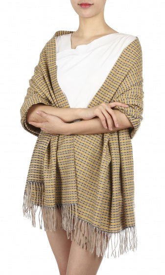sjaal print dames 180 x 60 cm polyester geel one-size