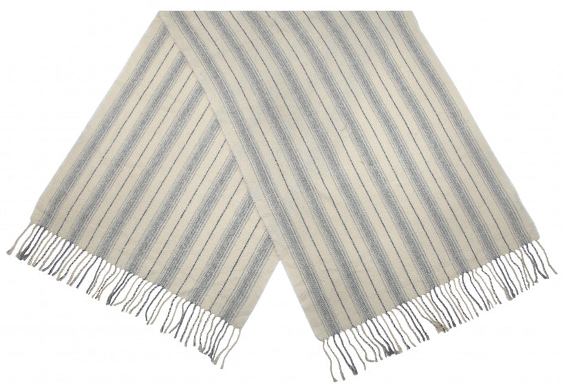 Cwi Sjaal Stripes dames 65 x 180 cm acryl beige/grijs