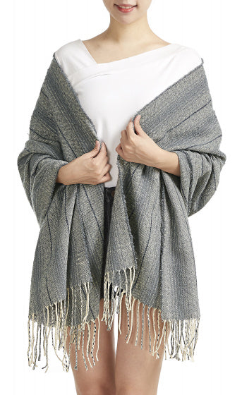 Cwi Sjaal Stripes dames 65 x 180 cm acryl grijs