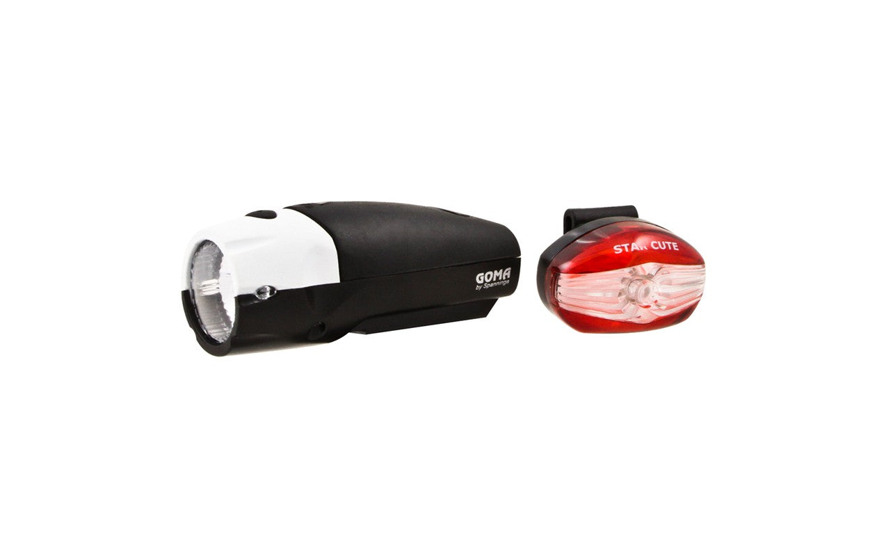 Spanninga verlichting set zwart goma + batterijen blister