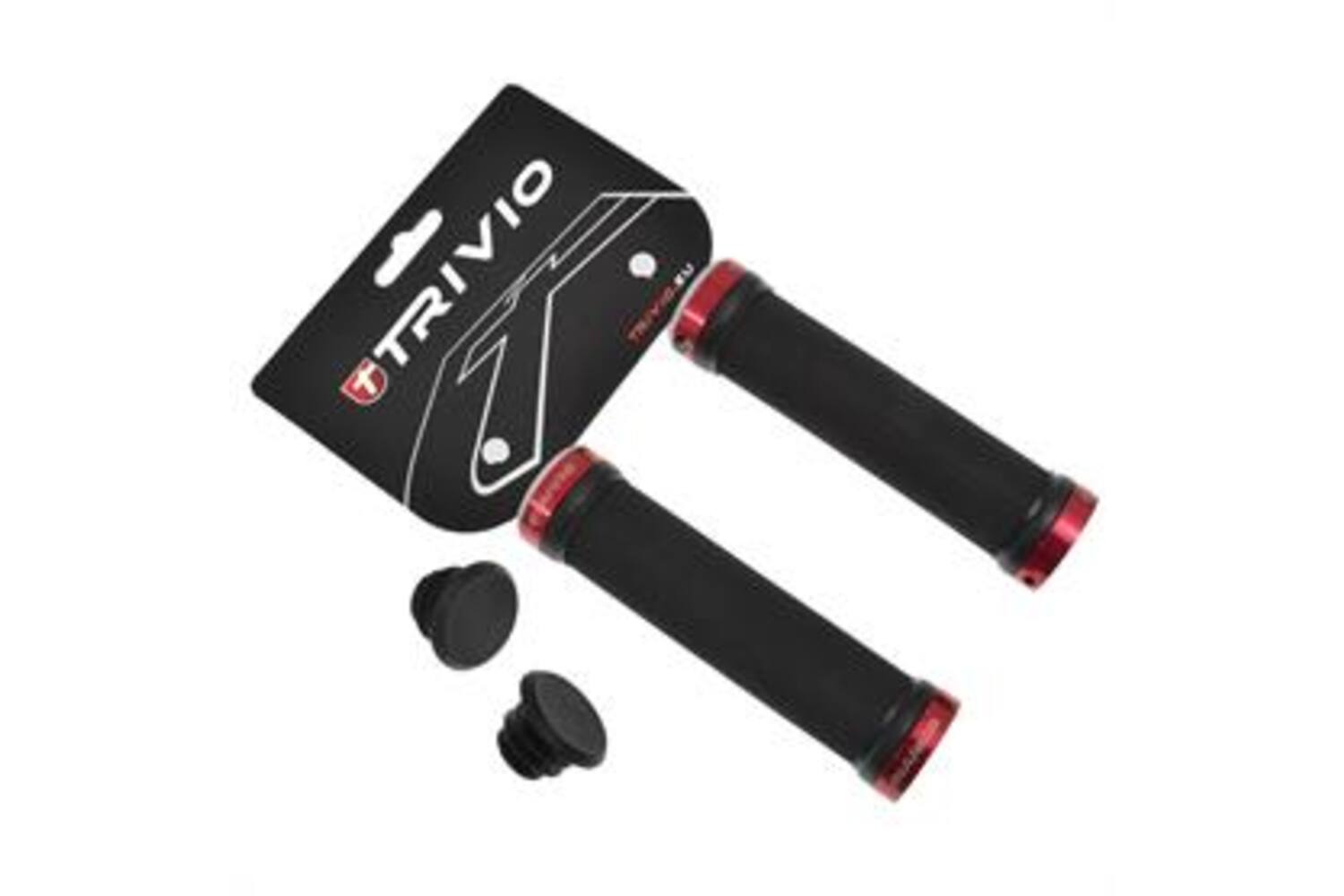 Trivio - fiets handvatten diamant grip zwart lock-on rood