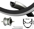 Kgs Voorwiel 28inch (622) stratos zw/zil naafdyn+r.brake 6v-2.4w vaste