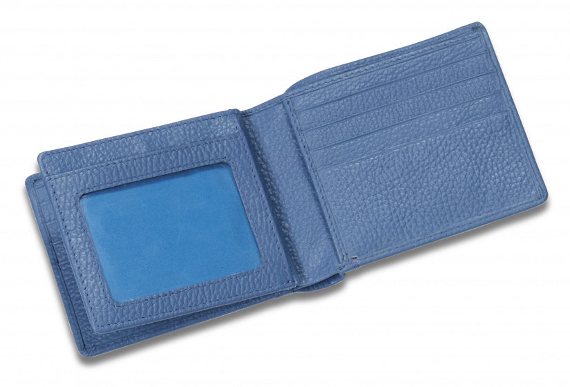 portemonnee Finestra Rfid 11 x 9 cm leer lichtblauw