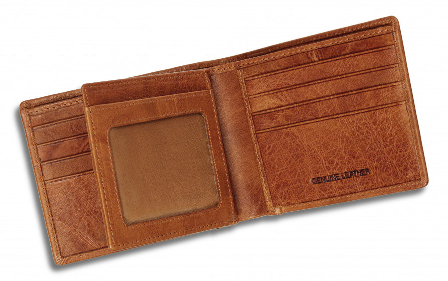 portemonnee Rfid 9 x 11 cm leer beige