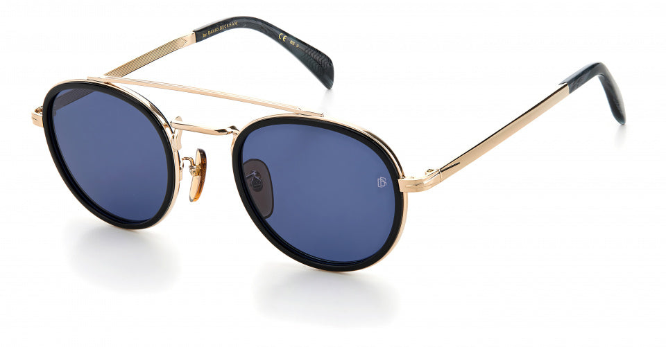 zonnebril 7036/S cat. 3 rond staal goud/blauw