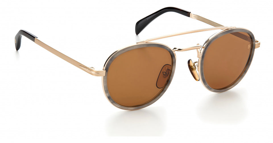 zonnebril 7036/S cat. 3 rond staal goud/bruin