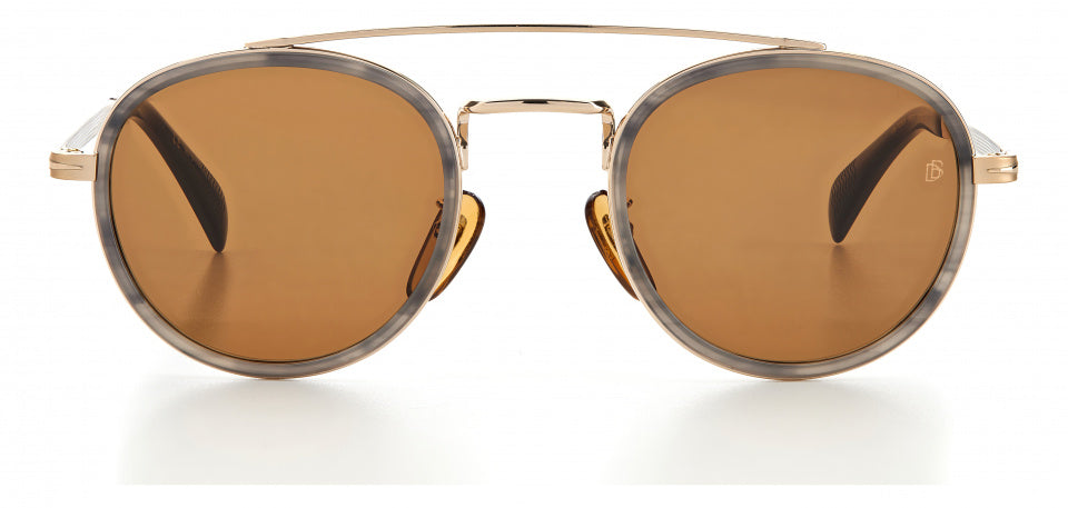 zonnebril 7036/S cat. 3 rond staal goud/bruin