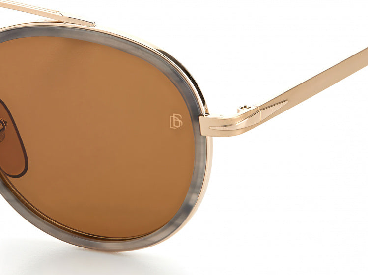 zonnebril 7036/S cat. 3 rond staal goud/bruin