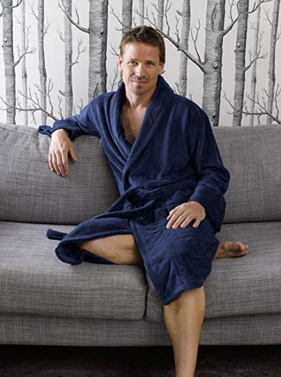 badjas Gentle heren katoen donkerblauw maat M