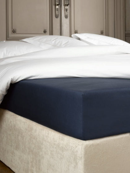 hoeslaken Bumblebee 200 x 200 cm h30 katoen marineblauw