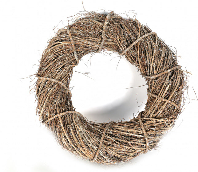 decoratiekrans Narelle 32 x 7 cm hout grijs