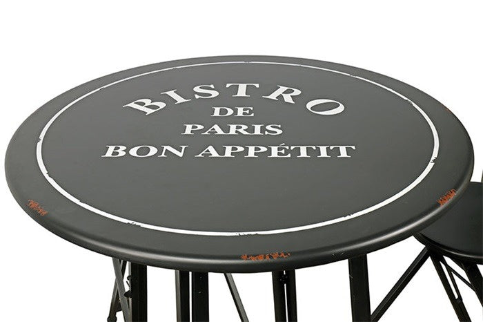 klaptafel en barkrukjes Lugo 103 cm aluminium zwart