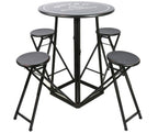 klaptafel en barkrukjes Lugo 103 cm aluminium zwart