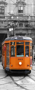 deursticker Milan Tram 83 x 210 cm vinyl geel/wit