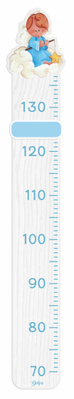 groeimeter engel jongens 115 cm hout blauw/wit