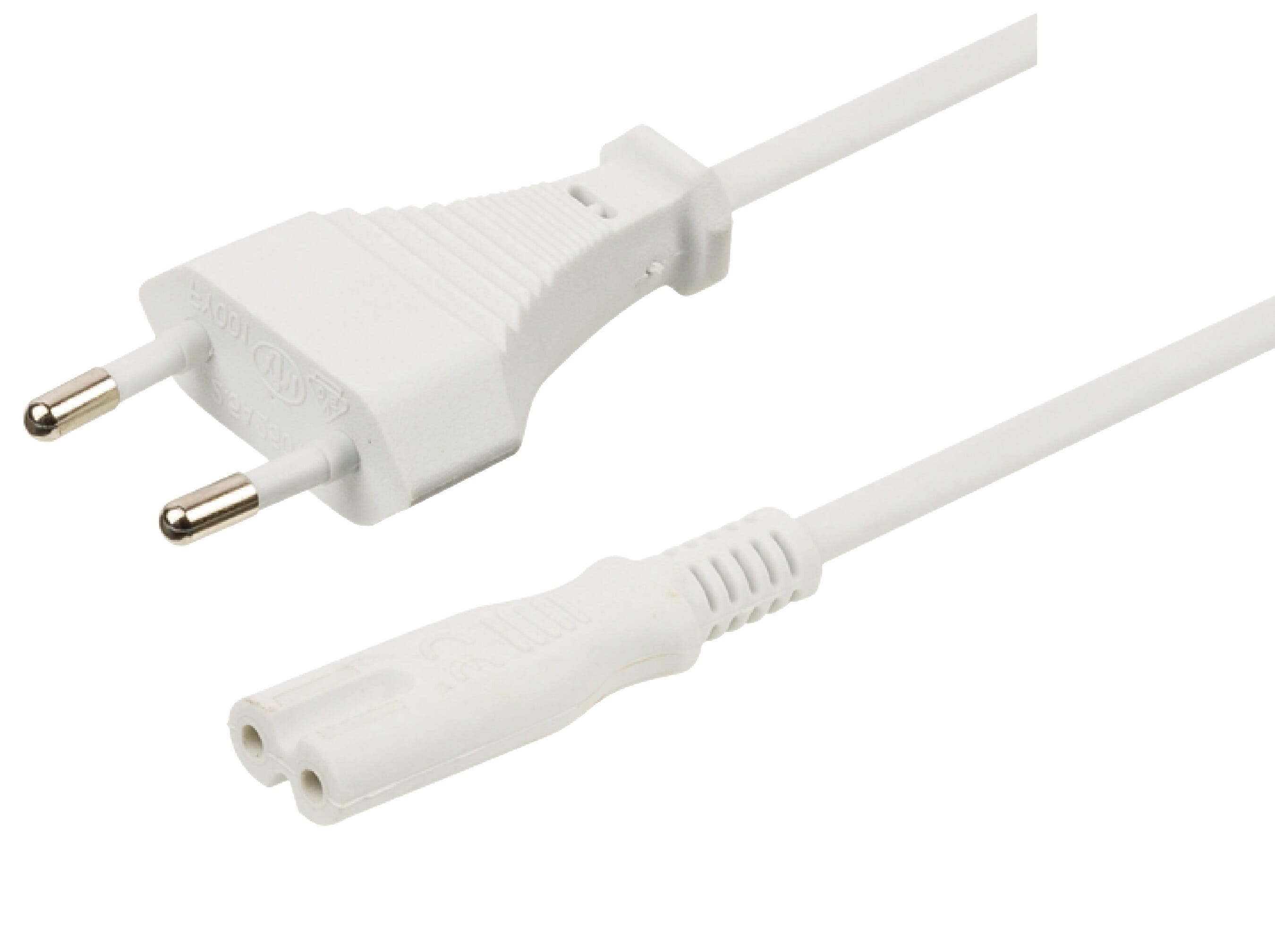Huismerk Naar IEC320-C7 Stroomkabel 2 Meter Wit