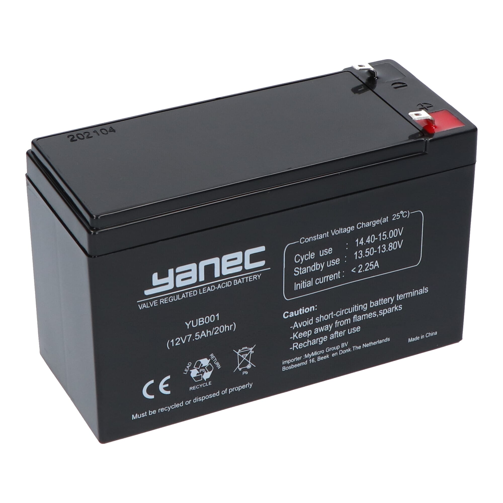 Yanec loodaccu 12v 7.5ah