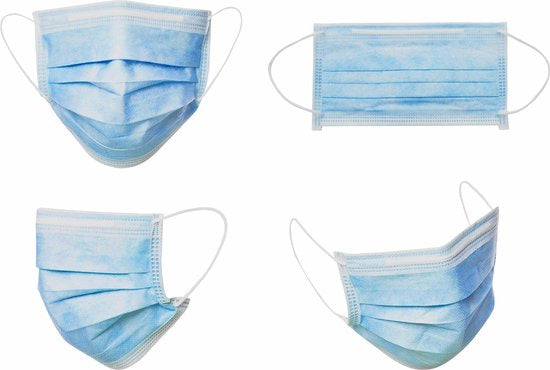 mondkapjes 3-laags volwassenen blauw 50 stuks