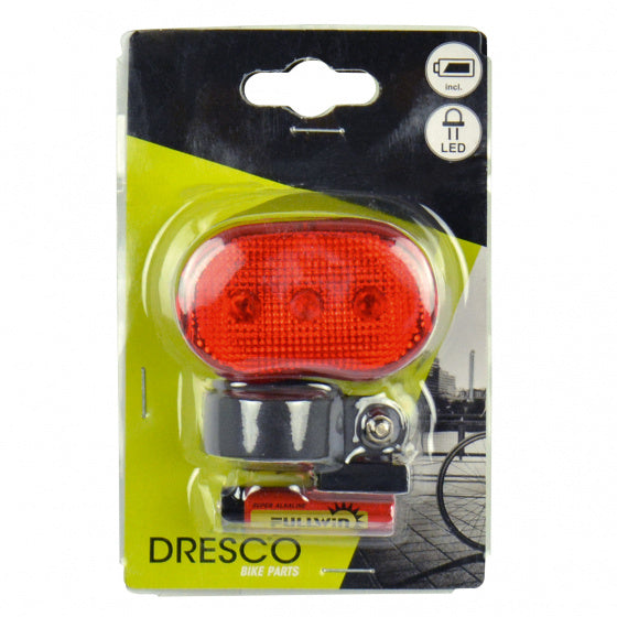 Dresco achterlicht fiets 3 led's | fietsverlichting led | achterlicht met batterij en knipperlicht