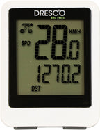 Dresco draadloze fietscomputer - 12 functies – grote display – scanfunctie – spatwaterdicht – incl. (cr2032) batterijen – klok (12 of 24 uur) - automatische start stop – achtergrondverlichting – incl. bevestigingsmaterialen - wit
