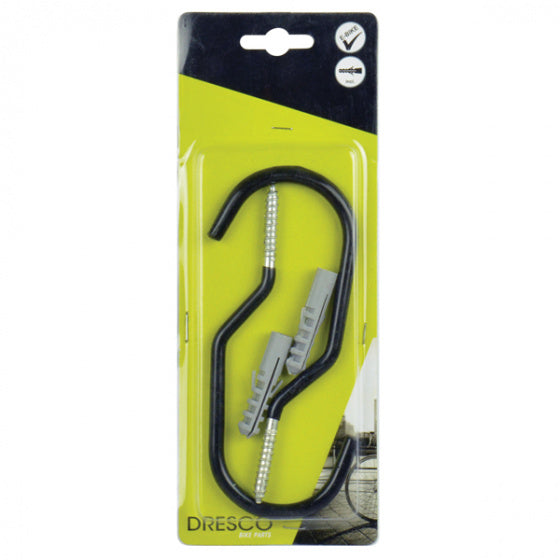 Dresco garage fietshaken - zwart - metaal - 2 stuks