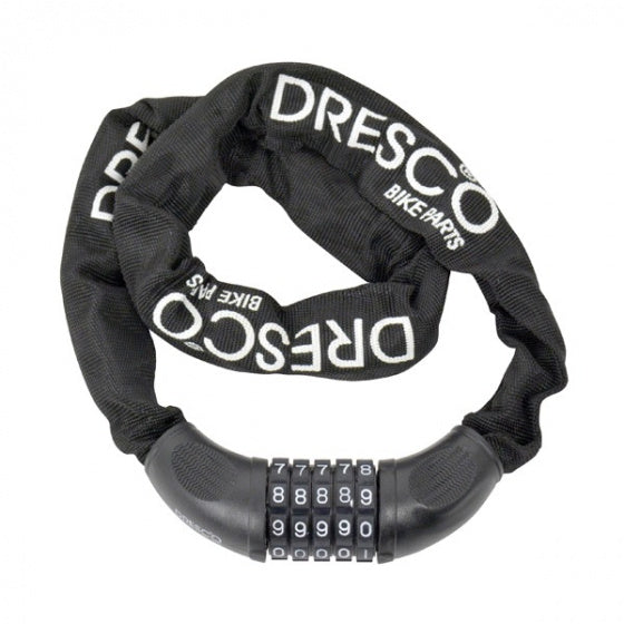 Dresco kettingcijferslot 90cm - rond 6mm - zwart