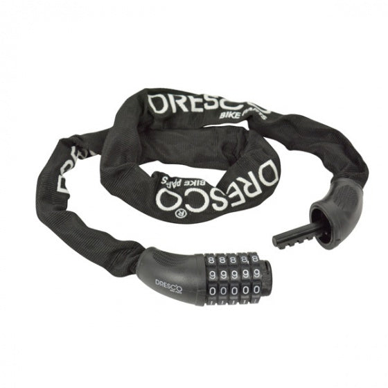 Dresco kettingcijferslot 90cm - rond 6mm - zwart