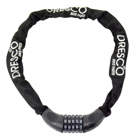Dresco kettingcijferslot 90cm - rond 6mm - zwart