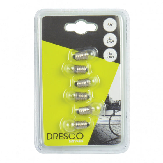 Dresco reserve fietslampjes - 2x voorlicht en 4x achterlicht