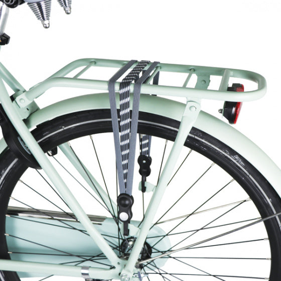 Dresco bagagebinder met haken - zwart grijs - 60 cm