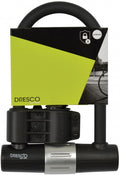 Dresco beugelslot - dikke 16mm u-beugel - van gehard staal – dubbele vergrendeling -binnenmaat 100mm breed 190mm hoog - speciale coating voorkomt beschadigingen - verzonken cilinder – snel sluiting - met framebevestiging 2 opvulringen