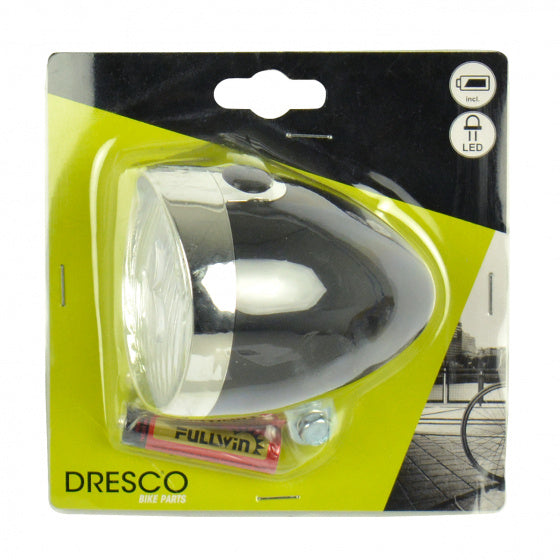 Dresco koplamp fiets classic zwart - fietsverlichting - classic - 3 leds - zwart