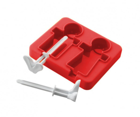 ijslollymaker poppetje junior 18 x 15 cm siliconen rood