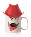 mok cowboy 400 ml 14,5 cm porselein wit/rood 2-delig