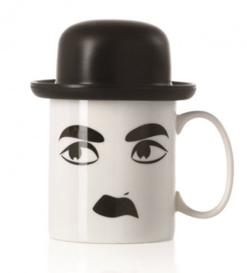 mok meneer 400 ml 11,5 cm porselein wit/zwart 2-delig