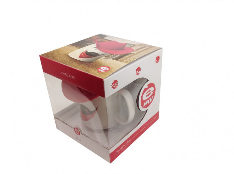 mok cowboy 400 ml 14,5 cm porselein wit/rood 2-delig